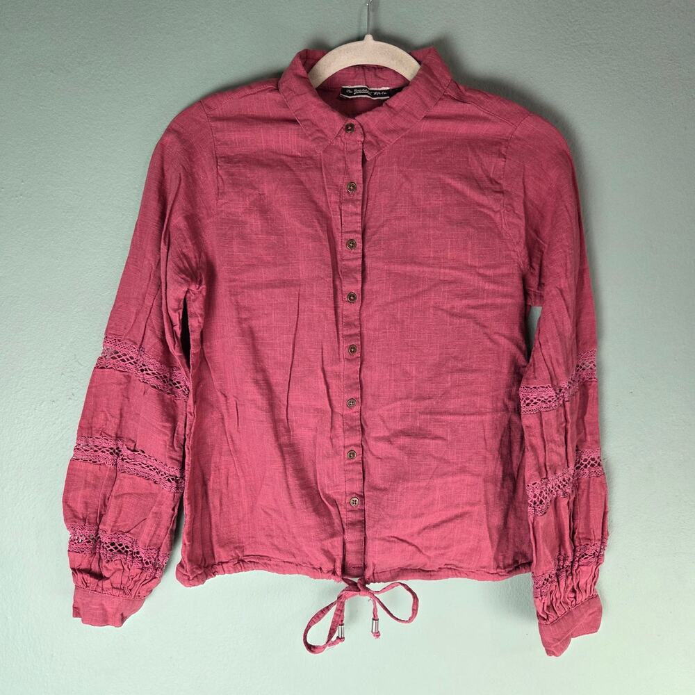 The Roadster Life Co. Womens Button Down Tie Front Cotton Top Size Small Boho